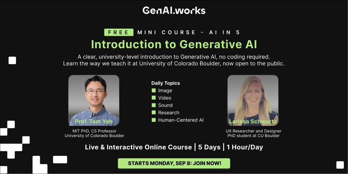 Generative AI First Steps: 5-Day, practical & live mini course